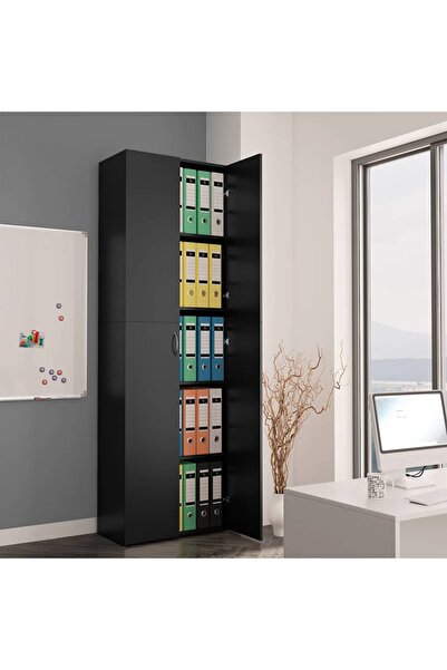 vidaxl Office Cabinet Black 60x32x190 cm Engineered Wood