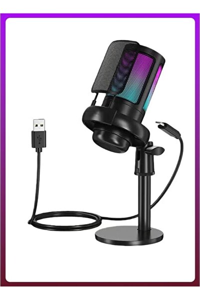 Generic Gaming Microphone Usb Condenser Microphone with Rgb for Recording Str...