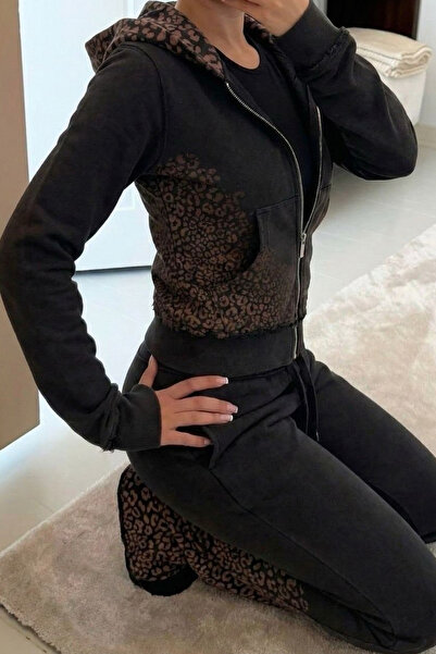 İlayda Toprak Cheetah Siyah Leopar Premium Dar Kalıp İspanyol Paça Casual Eşo...