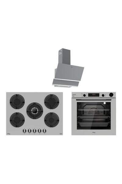 Tommatech TT300 Gri Ankastre Set TDE6001SG Davlumbaz + TAO7001SG Ocak + TAF60...