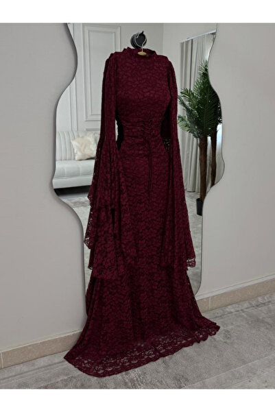 Elora فستان روزا دانتيل ملكي