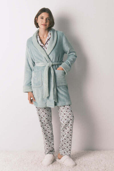 Women'secret Fleece fabric crossover midi robe