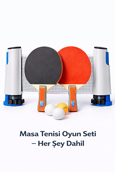 Janissary 2’li Masa Tenisi Raketi + 3 Top + Masa Tenisi Filesi | Taşınabilir, Ev & Ofis Oyun Seti