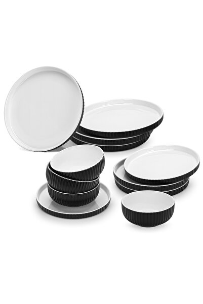 Fissman 12-Piece Tableware Set Onyx (Durable Porcelain)