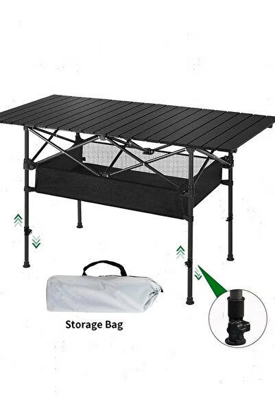 Yoawllty طاولة تخييم محمولة قابلة للطي مع ارتفاع قابل للتعديل، طاولة خارجية ل...