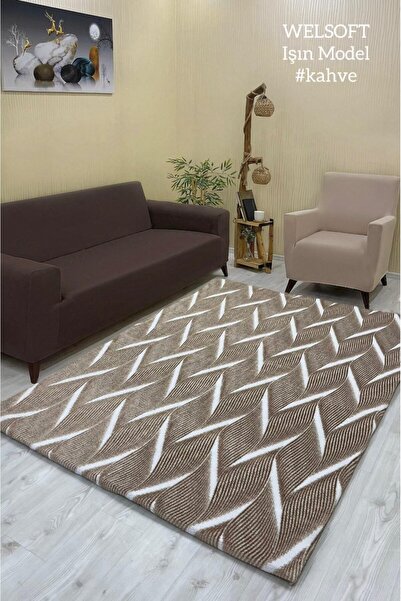 Şahaneev Tekstil Işın Model Welsoft Halı Örtüsü Vizon Renk - 200 x 300