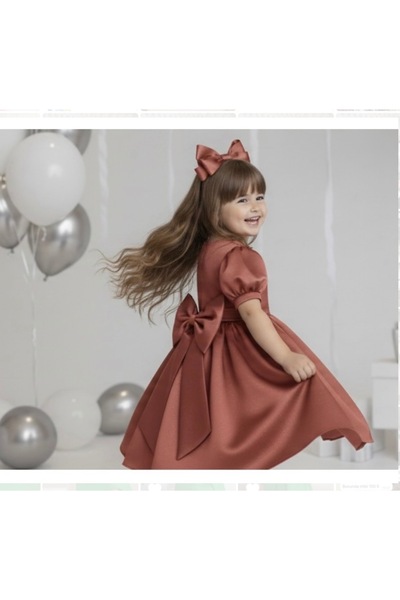 Tinypeople Rochie de zi de naștere de culoare cărămidă pentru fetiță, rochie ...