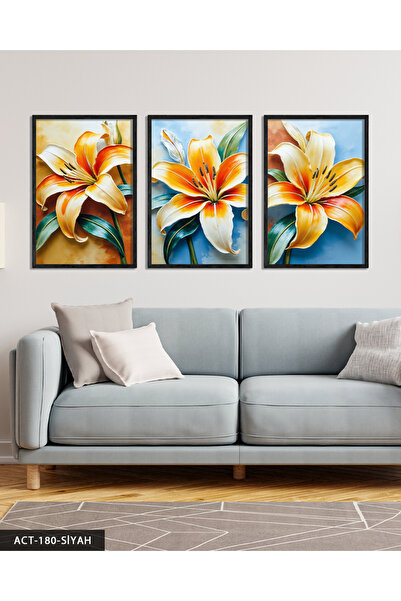 Evinemoda Crin colorat, tablou înrămat pe lemn, 3 piese, ACT