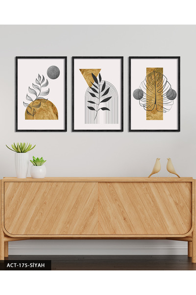 Evinemoda Zlatna detaljna boemska umetnost, 3-dijelna slika u drvenom okviru ACT