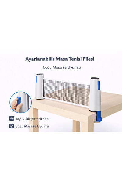Janissary 2’li Masa Tenisi Raketi + 3 Top + Masa Tenisi Filesi | Taşınabilir, Ev & Ofis Oyun Seti