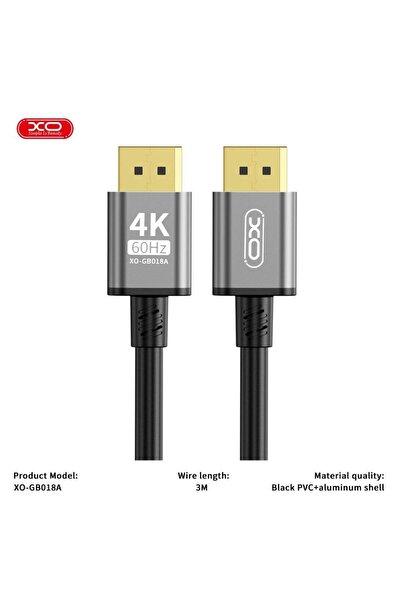 Xo كابل توصيل نقل البيانات من DP إلى DP 4K بطول 3 أمتار (GB018A)