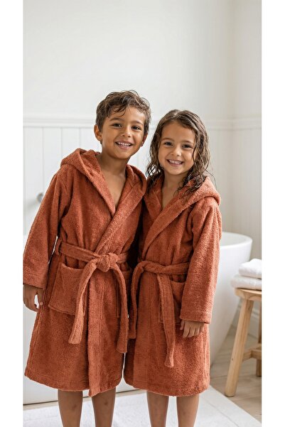 Minteks رداء حمام ناعم للأطفال مصنوع من القطن بنسبة 100% بغطاء رأس