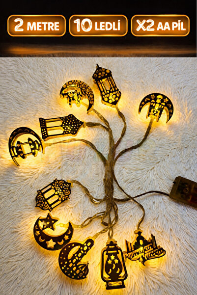 Huzur Party Store Ramazan Dini Karışık Figür Gold Metal Led Işık Süsü 2 Metre...