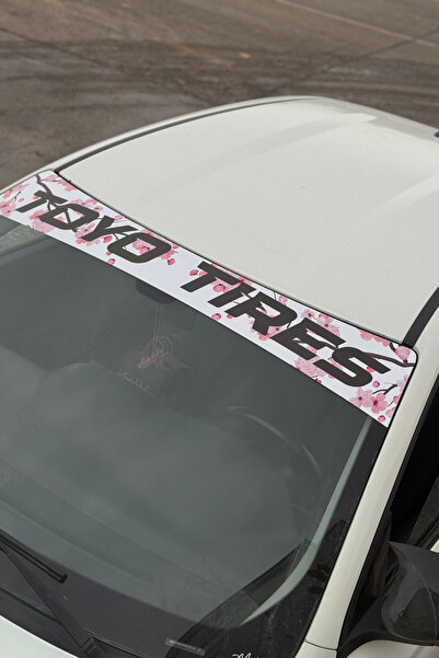 Banxtre Ön Cam Sakuralı Toyo Tires Güneşlik Sticker (Tüm Araçlara Uyumludur)