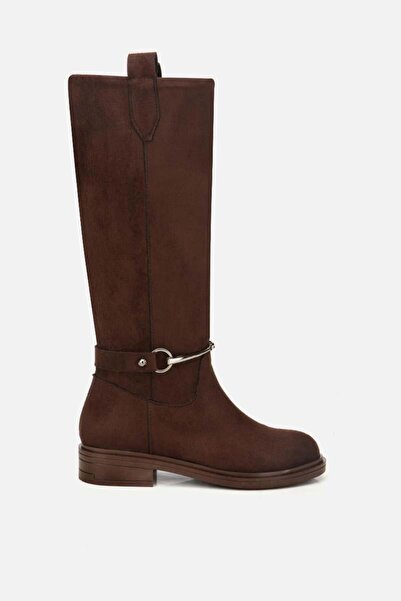 Yaya by Hotiç Kadın Süet Kahverengi Zincir Detaylı Çizme