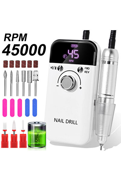 Choice3 Type-C White Kit Professional 45000RPM Electric Portable Nail Drill M...