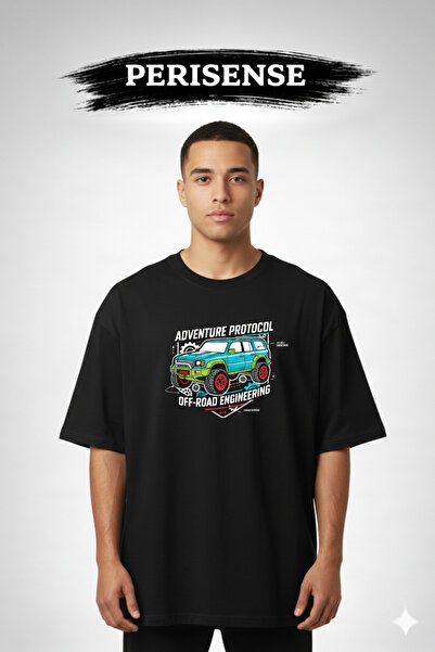 PERISENSE Tricou unisex supradimensionat din bumbac pieptănat premium, cu imp...