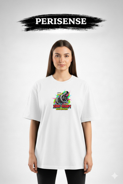 PERISENSE Unisex Turbo Therapy Printed Premium Combed Cotton Oversized T-Shirt