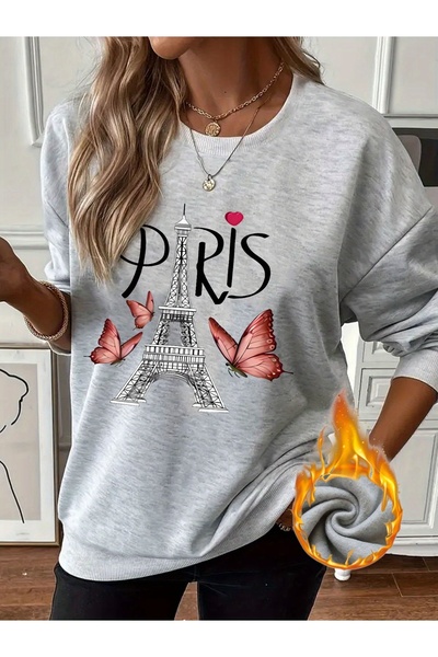 Deocept سويت شيرت نسائي مطبوع برقبة دائرية مريح ومريح