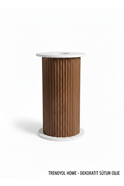 diğer01 11 El Yapımı Bohem Masa Ayağı - Beyaz & Ceviz Kombinasyonlu MDF Sütun