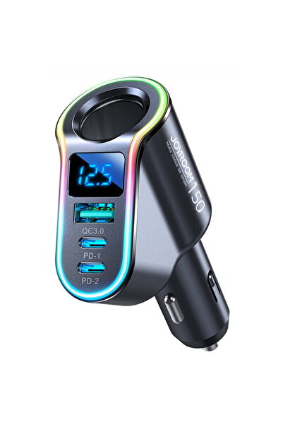 Joyroom Încărcător auto JR-CL21, 4-în-1, 1x USB QC3.0, 2x USB-C PD 150W (negru)