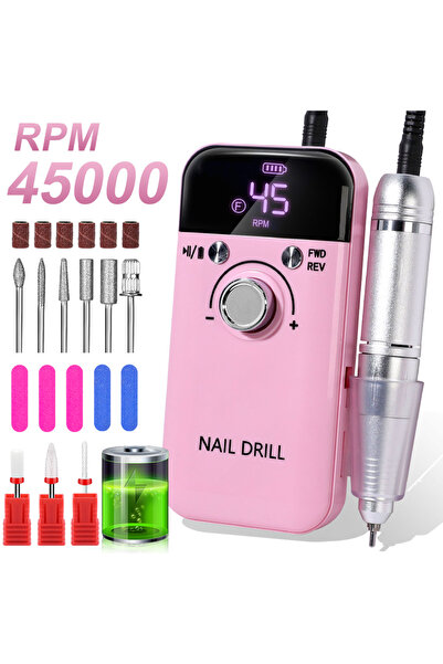 choice2 Type-C Pink Kit Professional 45000RPM Electric Portable Nail Drill Ma...