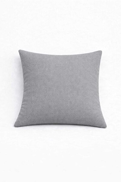 PerdeYap1980 Velvet Textured Gray Color Throw Pillow Cover (1 Piece)