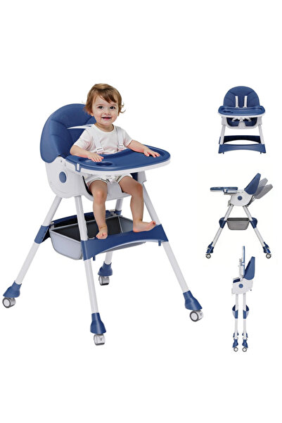 TaqwaMart 婴儿和幼儿高脚椅，旅行可折叠高脚椅，可拆卸PU垫，双可拆卸托盘，可调节高度和倾斜