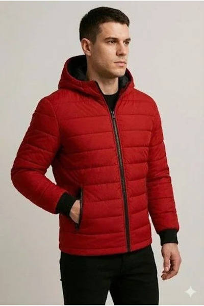 BLACK MODBLACK Men's Puffer Jacket K Hooded with Zipper Water Repellent Quilt...