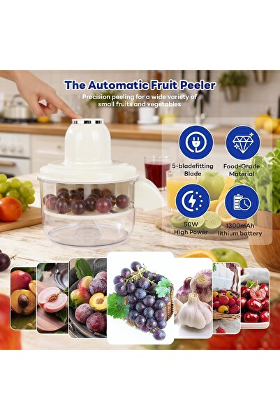 Generic Automatic Peeler Machine, Portable USB Rechargeable Fruit Peeling Mac...