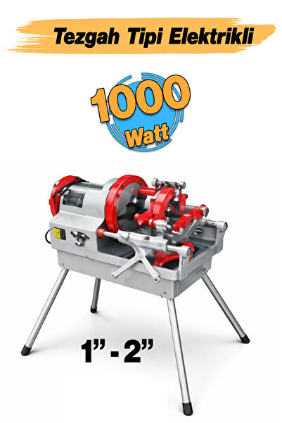 Proter Elektrikli 220 Volt Diş Açma Pafta Makinesi 1000 W Tezgah Tipli 2" Tar...