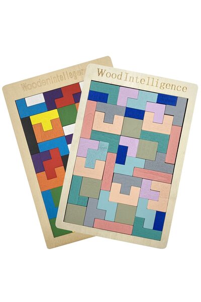 Generic مجموعتان من مكعبات خشبية، لعبة ألغاز لتنمية الذكاء، لعبة مكعبات روسية...