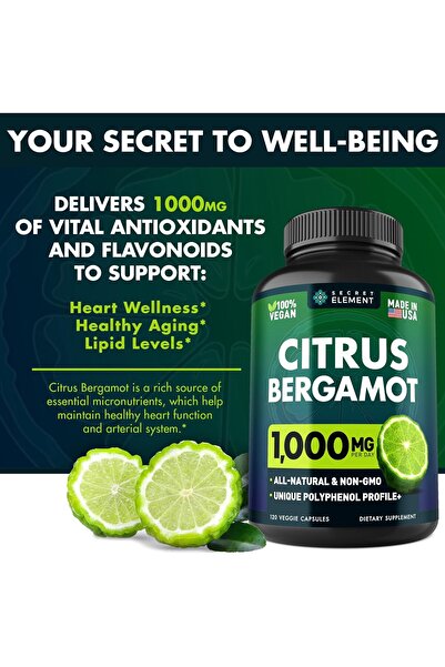 Secret Element Citrus Bergamot Extract 1000mg, 120 Capsules