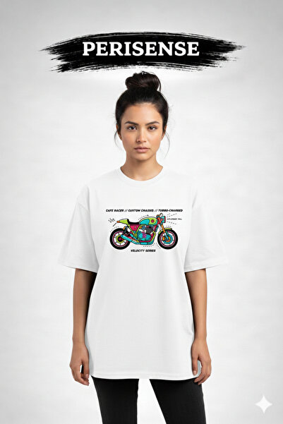 YRN COLLECTION Tricou oversize unisex Cafe Racer cu imprimeu BLUEPRINT, din b...