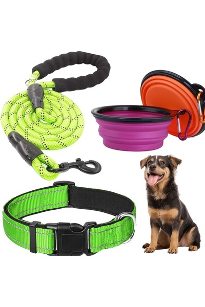 Fish & Paws Set complet pentru plimbarea cainelui Lesa rezistenta, zgarda reg...