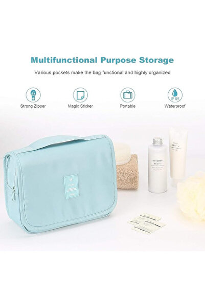 Primo Plus منظم أدوات النظافة المعلق من القماش باللون الأزرق