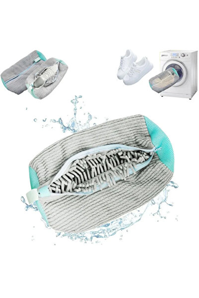 Choice1 1PCS grey 1/2Pc Shoe Washing Bag Cotton Laundry Bag Zippers Closure S...