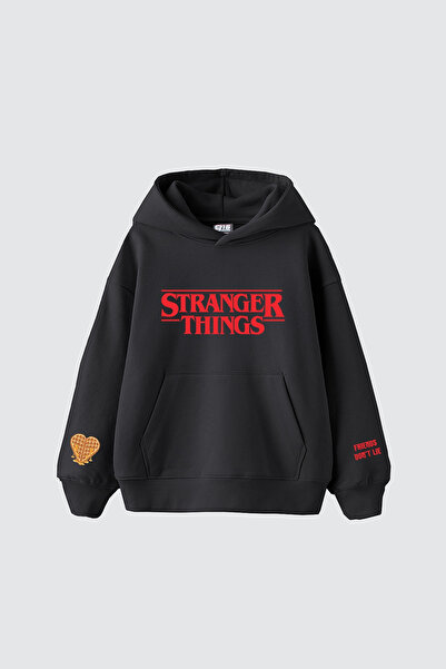 Bak Moda Friends Don't Lie cu imprimeu supradimensionat Hanorac unisex afumat