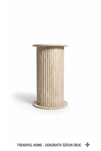 diğer 111 Modern Traverten Dokulu Dekoratif Sütun Obje/ Masa Ayağı - Mdf El Y...