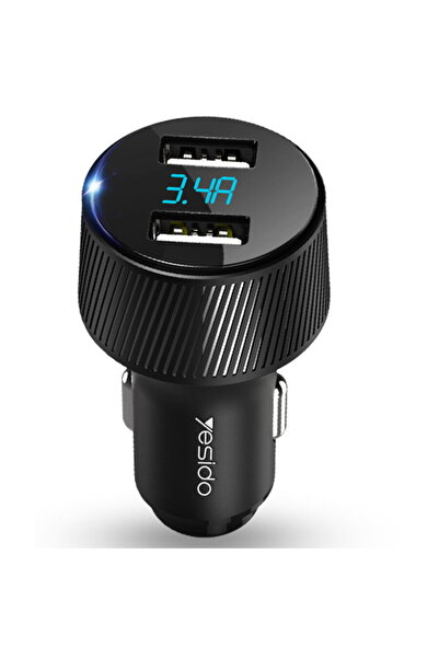 Yesido Y31, 2x USB, 18W, 3.4A, afisaj LED, negru