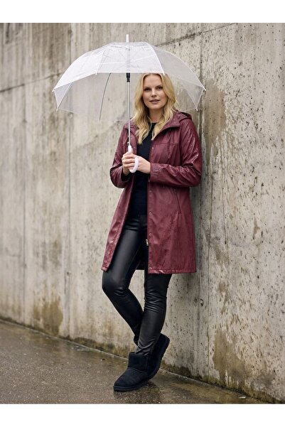 Hanezza Büyük Beden Kapişonlu Uzun Trençkot