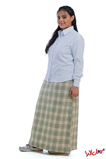 maryool lara تنورة زيتي كاروهات