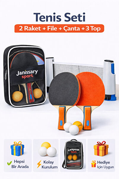 Janissary Çantalı Masa Tenisi Seti – 2 Raket + File + Taşıma Çantası + 3 Top ...