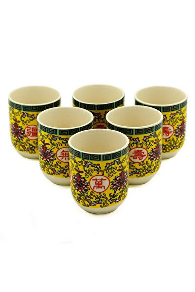 OEM Set of 6 Ceramic Tea Cups in Oriental Style Long Life, 190 ml