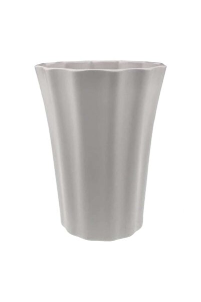 OEM Plastic Vase with Stripes 14x18 cm Gray