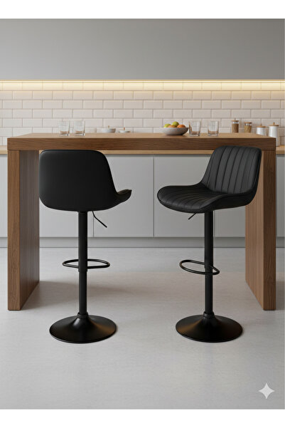 co arma Adjustable black bar stool with footrest - Modern swivel chair - 112X...
