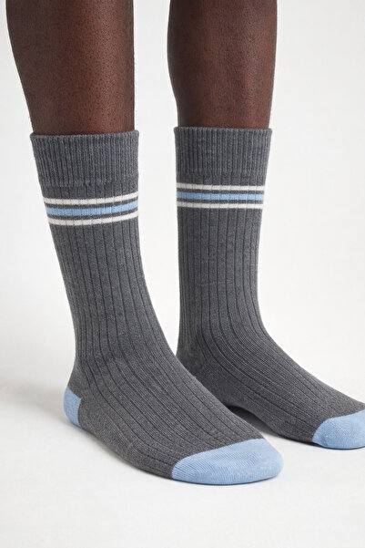 Katia&Bony جوارب رجالية مخططة باللون الرمادي