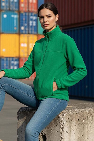 RIMECK Women's jacket, polar fleece sweatshirt, surgical green, with zipper, ...