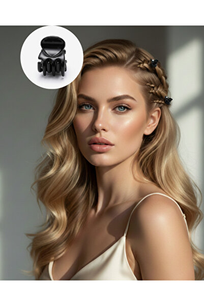 OMAC Siyah Lastik Kancalı Toka 1 Adet | Saç Toplama ve Sabitleme Aparatı