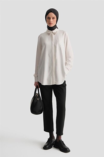 Armine Cep Detaylı Tunik Beyaz